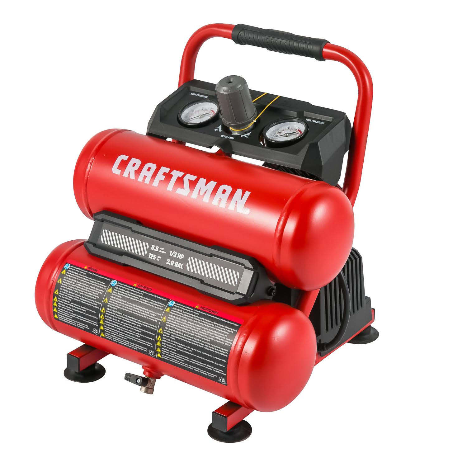 Craftsman 2 Gal Twin Stack Portable Air Compressor 125 PSI 0.3 HP - Image 3