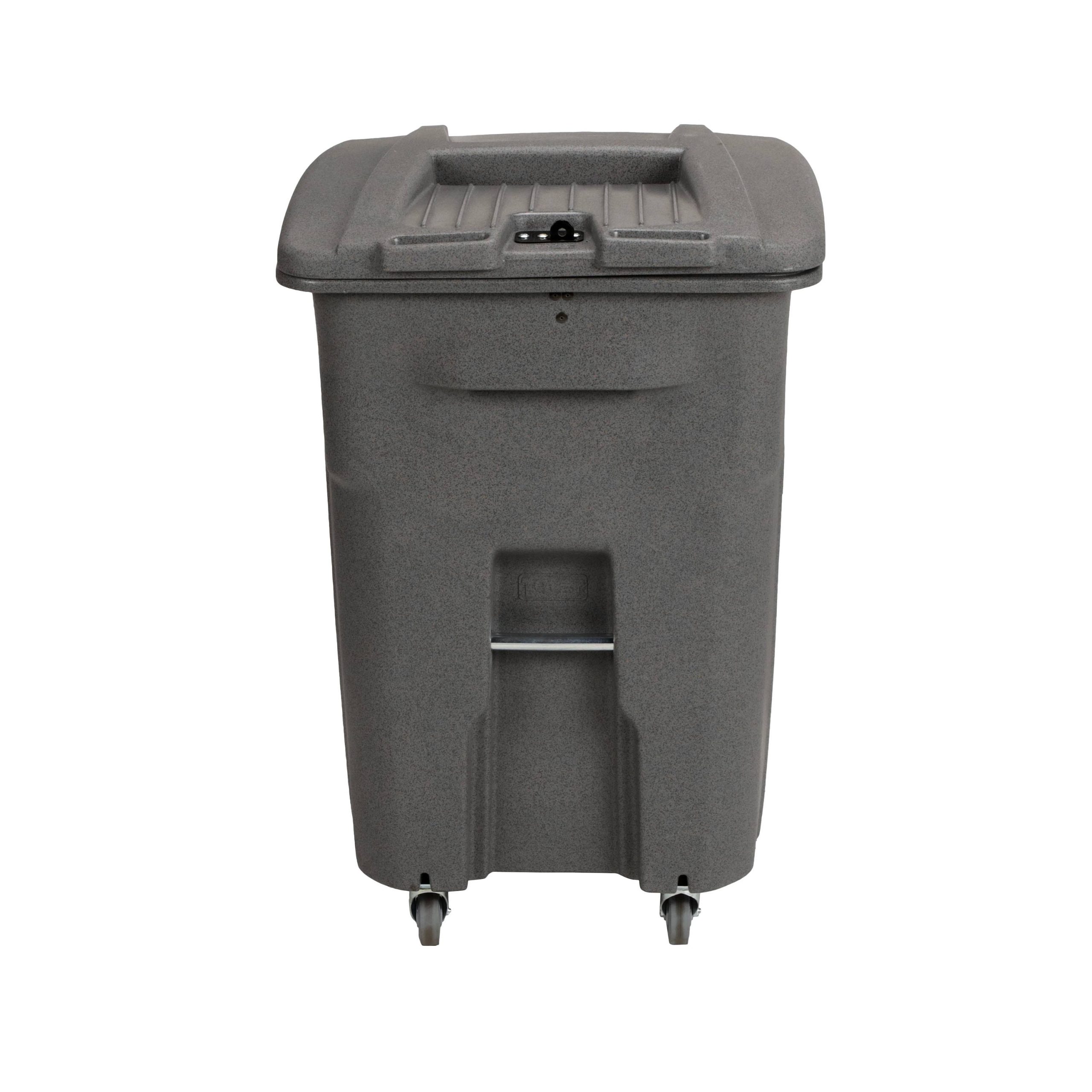 Toter 96 gal. Graystone Document Trash Can with Wheels and Hasp Lock (2 Standard Caster, 2 Stationary Wheels) - Image 2