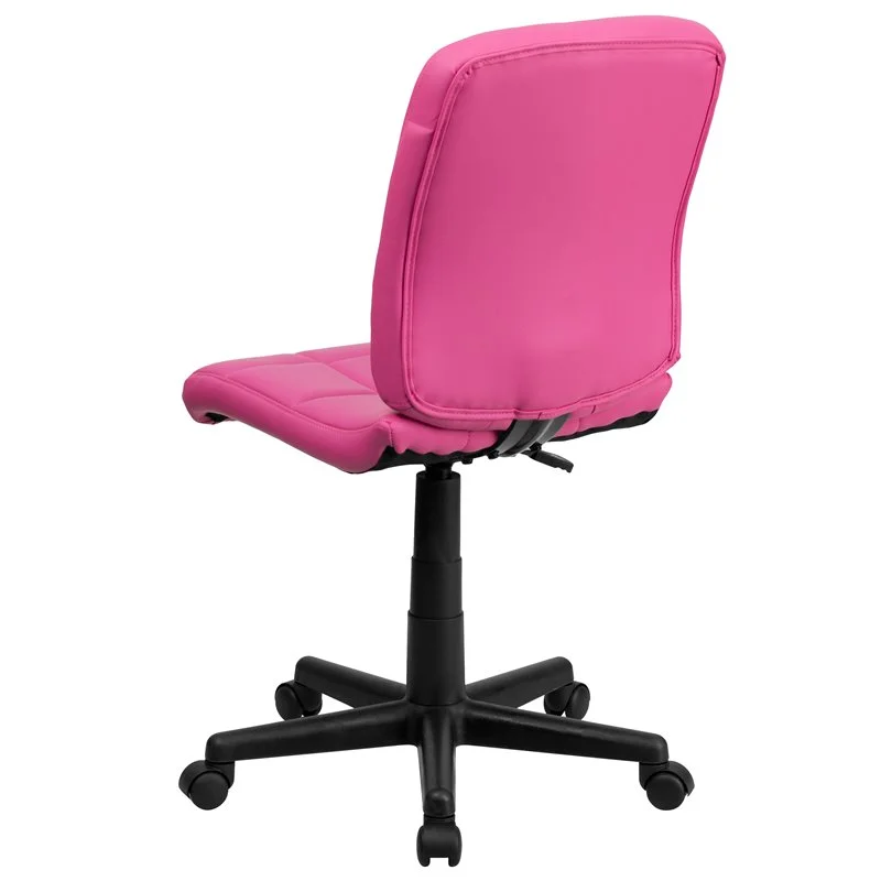 Pemberly Row Contemporary Mid Back Quilted Office Swivel Chair in Pink - Image 3